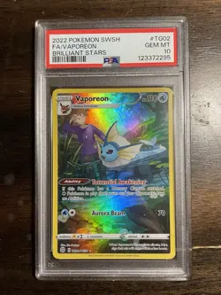 Vaporeon Full Art PSA 10 Brilliant Stars Trainer Gallery TG02/TG30 Pokemon Card - Image 1