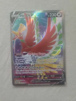 Pokemon TCG Ho-Oh V Full Art Holo Ultra Rare Card 187/195 Silver Tempest NM - Image 1