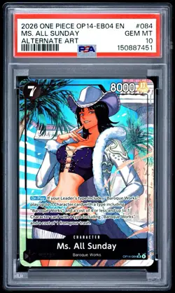 Bandai One Piece Card Game 2026 Ms. All Sunday OP14-084 Alt Art Foil EN PSA 10 - Image 1