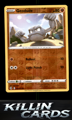 Reverse Holofoil Geodude 135/264 Pokemon Common SWSH08: Fusion Strike Card NM - Image 1