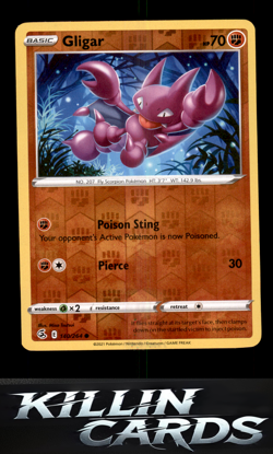 Reverse Holofoil Gligar 140/264 Pokemon Common SWSH08: Fusion Strike Card NM - Image 1