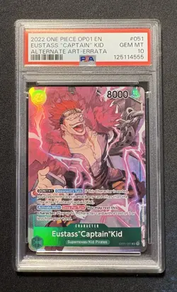 2022 One Piece OP01-051 Romance Dawn EUSTASS "CAPTAIN" KID PSA 10 Errata - Image 1