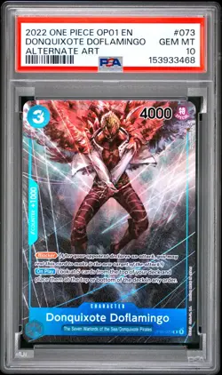 2022 One Piece OP01 EN Donquixote Doflamingo Alternate Art #073 PSA 10 GEM MINT - Image 1