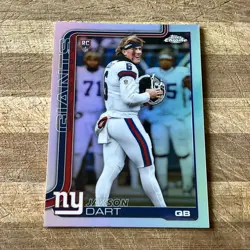 2025-26 Topps Chrome Jaxson Dart Image Variation Refractor Rookie NYG SP 306 - Image 1