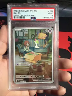 Pokemon TCG Ralts 211/198 Illustration Rare - Scarlet & Violet PSA 9 Graded - Image 1