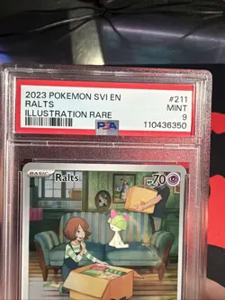 Pokemon TCG Ralts 211/198 Illustration Rare - Scarlet & Violet PSA 9 Graded - Image 2