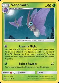 Venomoth 11/214 Rare | Unbroken Bonds | Pokemon Card - Image 1