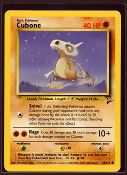 Cubone Non-Holo WOTC Pokemon Card 70/130 Base 2 Set NM/M - Image 1