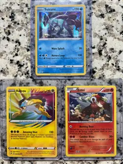 Pokemon Legendary Beasts Lot Entei Suicune Raikou Holo Amazing Rare 3 Cards NM - Image 1