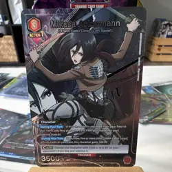 Union Arena Attack on Titan Mikasa Ackermann UA23BT/AOT-008 R Foil Auto EN - Image 1