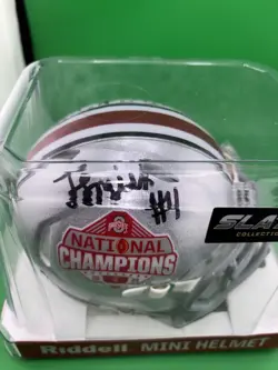 Jeremiah Smith Signed 2024 OSU National Championship Mini Helmet SWAU Certified - Image 2