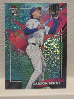 2026 Topps Finest Carson Benge RC Rare Aqua Mini-Diamonds /199 Mets - Image 1
