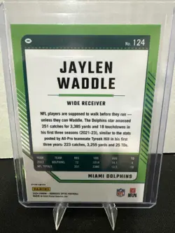 Jaylen Waddle, Stars Prizm Parallel #124 - 2024 Panini Donruss Optic - Image 2