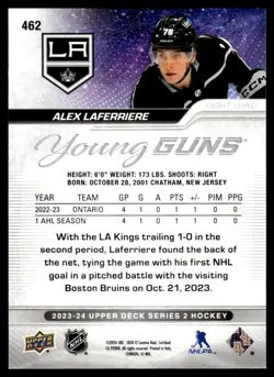 Alex Laferriere 2024-25 Upper Deck Series 2 Young Guns Rookie Los Angeles Kings - Image 2