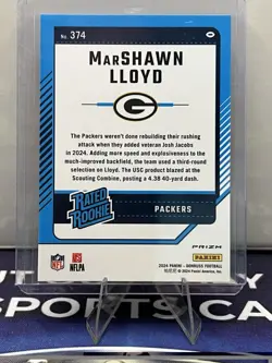 2024 Panini Donruss - Rated Rookie Marshawn Lloyd #374 Optic Preview Red Pandora - Image 2