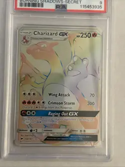 PSA 9 2017 Pokemon Charizard GX Burning Shadows Secret Rainbow Rare Holo - Image 2