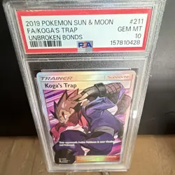 Pokemon TCG Koga's Trap 211/214 Unbroken Bonds FA Holo PSA 10 - Image 1