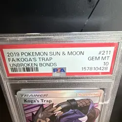 Pokemon TCG Koga's Trap 211/214 Unbroken Bonds FA Holo PSA 10 - Image 2