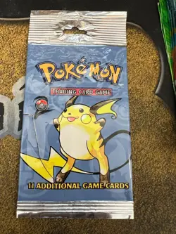 Pokemon 3x Base Set 2 Long Crimp Empty Booster Packs - Pidgeot Raichu Gyarados - Image 2