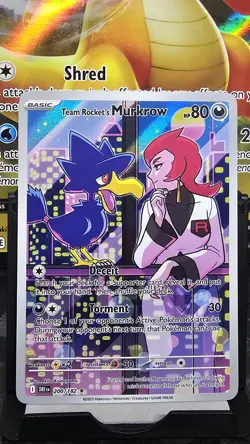 Pokemon TCG Team Rockets Murkrow Card 200/182 Destined Rivals Illustration Rare - Image 1