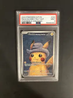 2023 Pokemon SVP EN x Van Gogh #085 Pikachu w/Grey Felt Hat PSA 9 MINT New Cert - Image 1