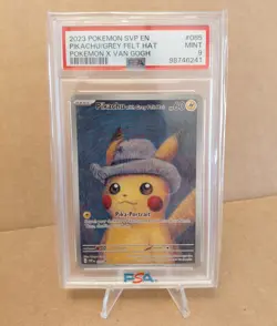 2023 Pikachu Grey Felt Hat Promo SVP 085 Pokemon x Van Gogh PSA 9 Mint - Image 1