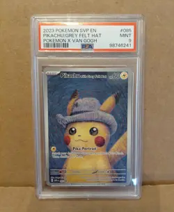 2023 Pikachu Grey Felt Hat Promo SVP 085 Pokemon x Van Gogh PSA 9 Mint - Image 2
