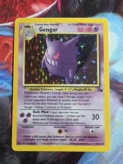 Pokemon TCG Gengar Fossil Holo Card 5/62 Unlimited Rare LP Vintage WOTC 1999 - Image 1