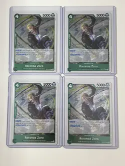 Roronoa Zoro OP13-037 Carrying On His Will 4 Foil Card Play Set Lot One Piece - Image 1