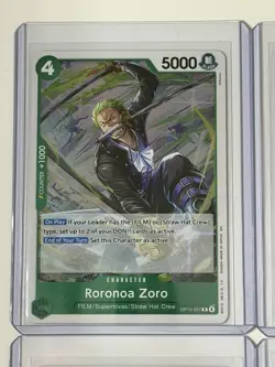 Roronoa Zoro OP13-037 Carrying On His Will 4 Foil Card Play Set Lot One Piece - Image 2