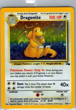 Dragonite 4/62 Holo Fossil - Pokemon Card - LP - Image 1