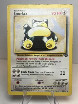 HP Snorlax 27/64 Regular Non-Holo Jungle AUTHENTIC Pokemon Card - Image 1