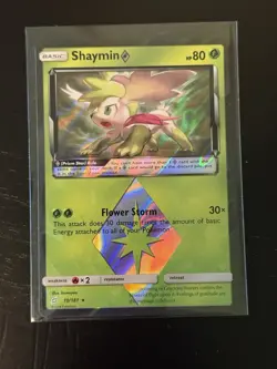 Pokemon TCG Shaymin Prism Star Holo Card Sun & Moon Team Up 10/181 NM/Mint - Image 1