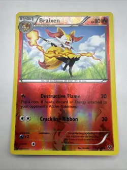 Braixen 12/124 Uncommon Fates Collide Pokemon Reverse Holo Near Mint - Image 1