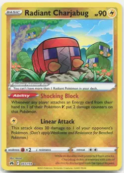Radiant Charjabug 051/159 Radiant Rare Crown Zenith Pokemon Near Mint - Image 1