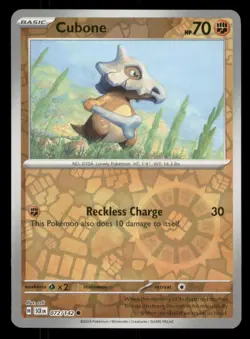 Cubone Reverse Holo Stellar Crown #072/142 Common Pokemon TCG LP - Image 1