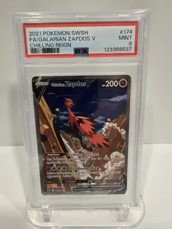 PSA 9 2021 POKEMON SWORD & SHIELD CHILLING REIGN FULL ART/GALARIAN ZAPDOS V 174 - Image 1
