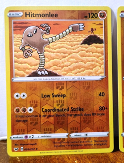 POKEMON HITMONLEE 094/202 & HITMONCHAN 095/202 REVERSE HOLOS SWORD & SHIELD - Image 2