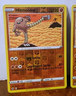 POKEMON HITMONLEE 094/202 & HITMONCHAN 095/202 REVERSE HOLOS SWORD & SHIELD - Image 2