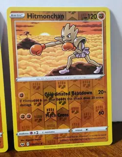 POKEMON HITMONLEE 094/202 & HITMONCHAN 095/202 REVERSE HOLOS SWORD & SHIELD - Image 3
