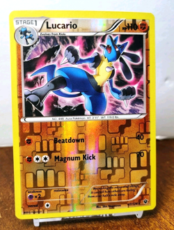 POKEMON LUCARIO 47/124 REVERSE HOLO RARE FATES COLLIDE LP - Image 1