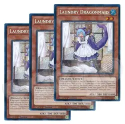 Yugioh - Laundry Dragonmaid x 3 - 1st Edition Secret Rare NM - Free Holo Card - Image 1