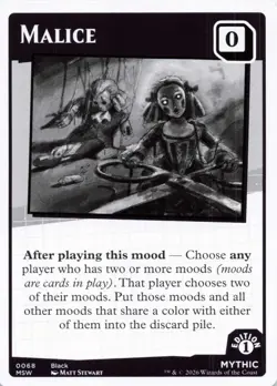 MTG Secret Lair Mood Swings - Malice - Mythic - Card # 0068 - Image 1