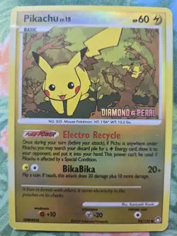 Pikachu - Diamond & Pearl Burger King Promo 94/123 Reverse Holo Pokemon Card HP - Image 1