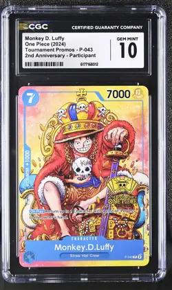 2024 ONE PIECE MONKEY D. LUFFY TOURNAMENT PROMO P-043 CGC 10 - Image 1