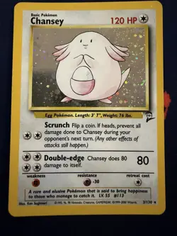 Chansey 3/130 Holo Rare Base Set 2 - Pokemon Card WOTC - LP - Image 1