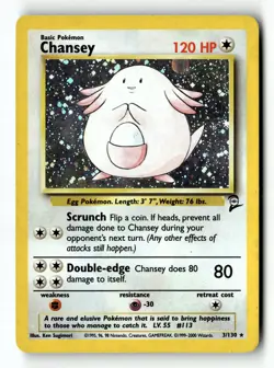Pokemon Card Chansey LP Base Set 2 Holo Rare 3/130 - Image 1