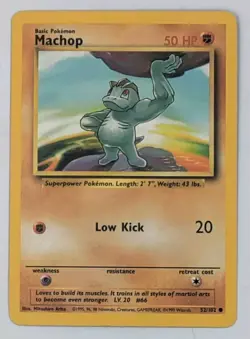 Pokemon Machop 52/102 Base Set Common Non-Holo 1999 Trading Card - Image 1