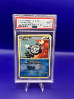 Pokemon Poliwhirl Staff Holo Card 37/95 HGSS PSA 9 - Image 1