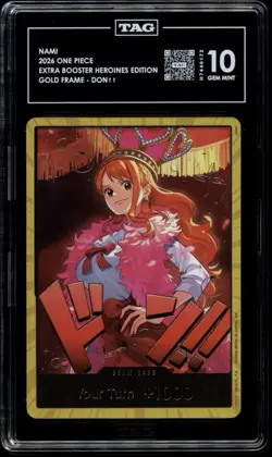 One Piece CCG Nami Gold Frame DON!! EB03 TAG 10 GEM MINT - Image 1